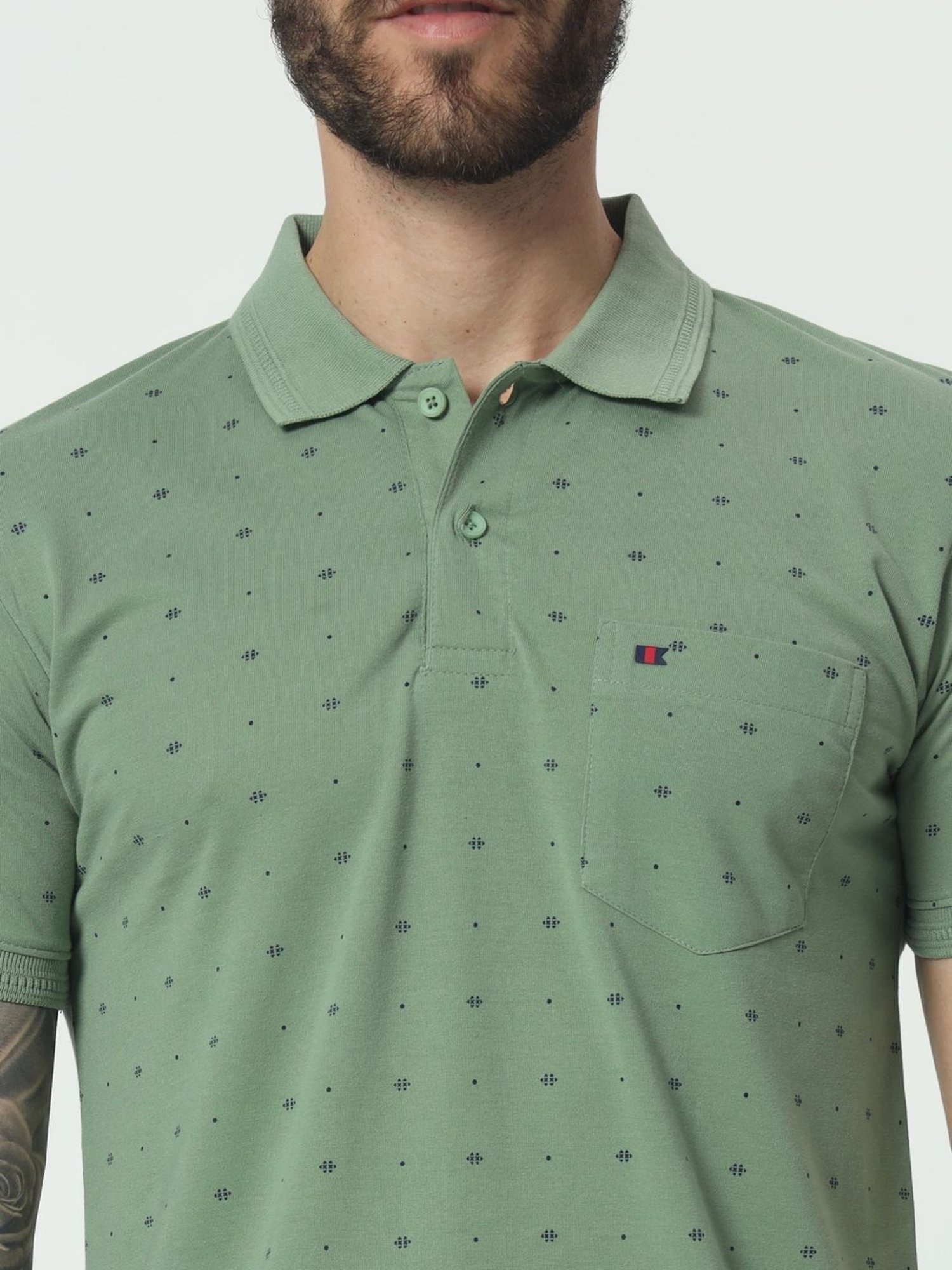 Tab91 Green Regular Fit Printed Polo T-Shirts