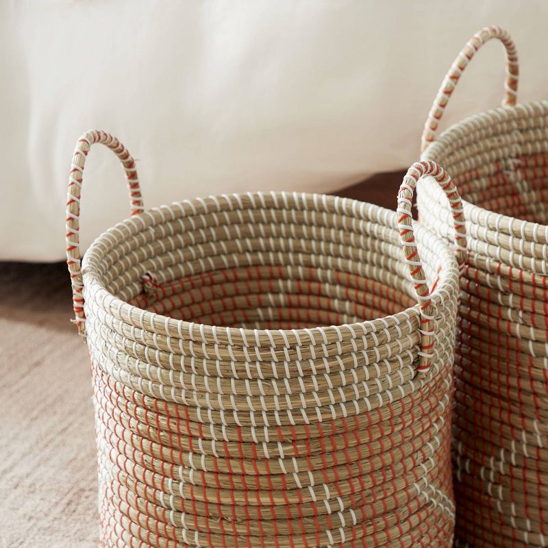 2pk Round Seagrass Storage Baskets with Handles