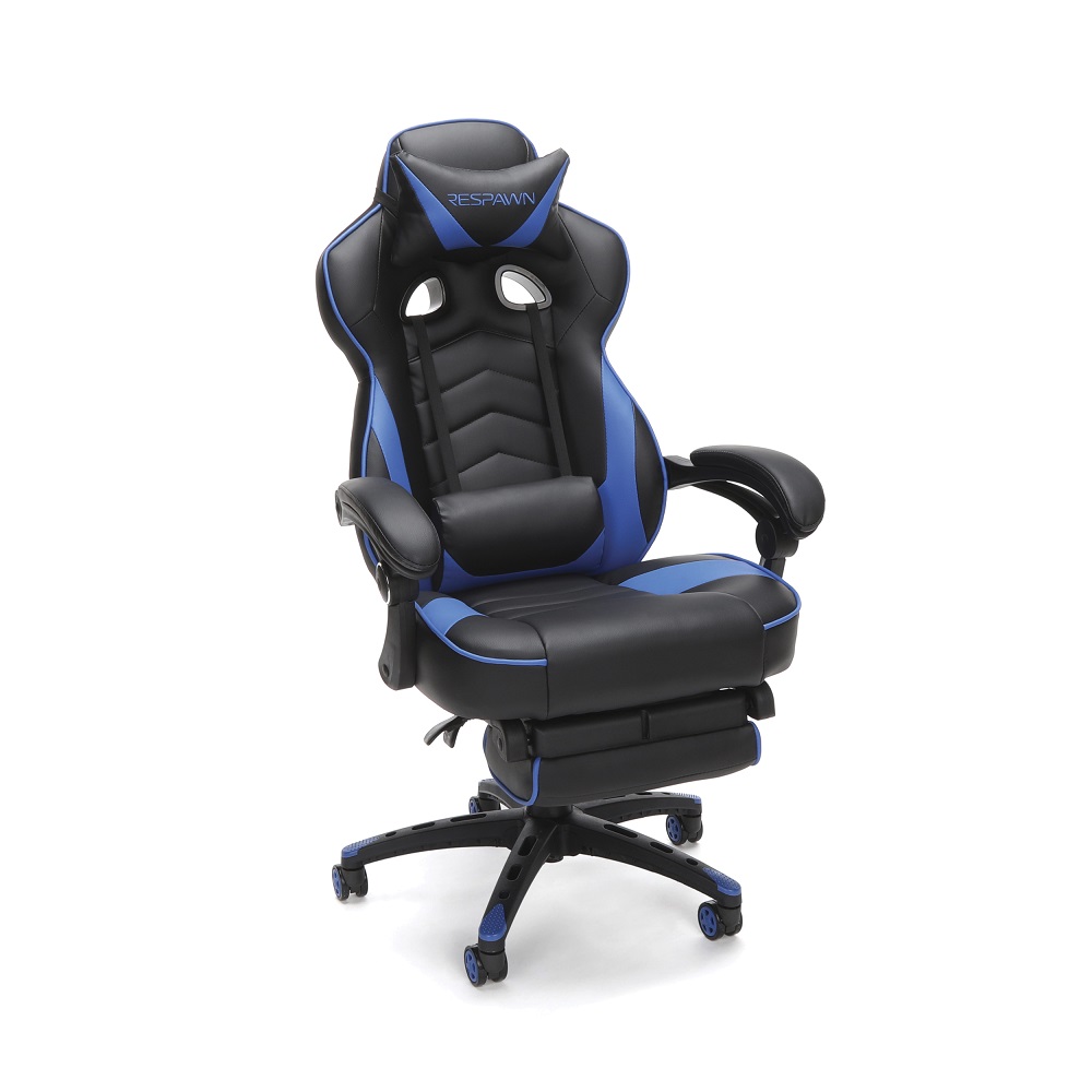 RESPAWN 110 Racing Style Gaming Chair, Reclining Ergonomic Leather Chair with Footrest, in White (RSP-110-WHT)