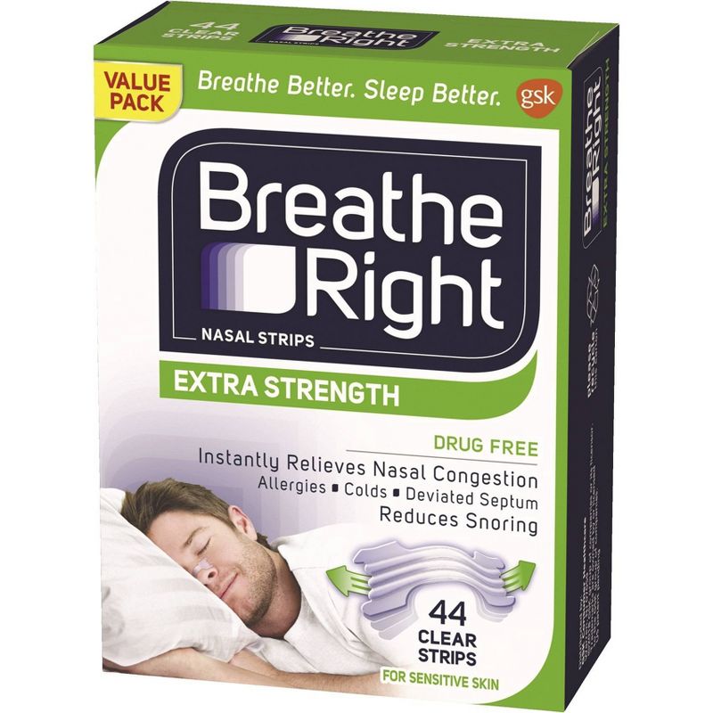 Breathe Right Extra Clear for Sensitive Skin Nasal Strips - 44ct