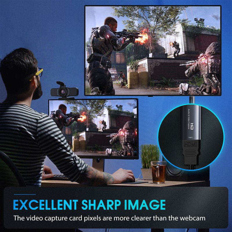 Foxnovo Audio & Video Capture Capture Card, USB3.0 HDMI to USB 2.0 Video Capture Device, Full HD 1080P 60FPS for Game Recording, Live Streaming Broadcasting