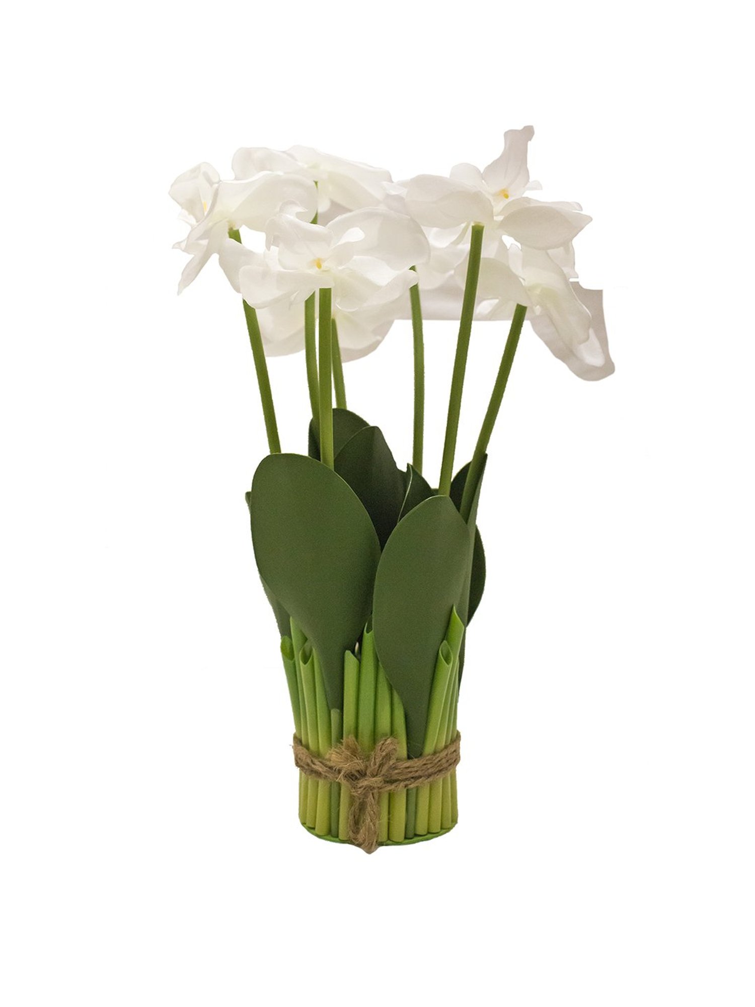 Amflix White Artificial Orchid Flowers Bunch