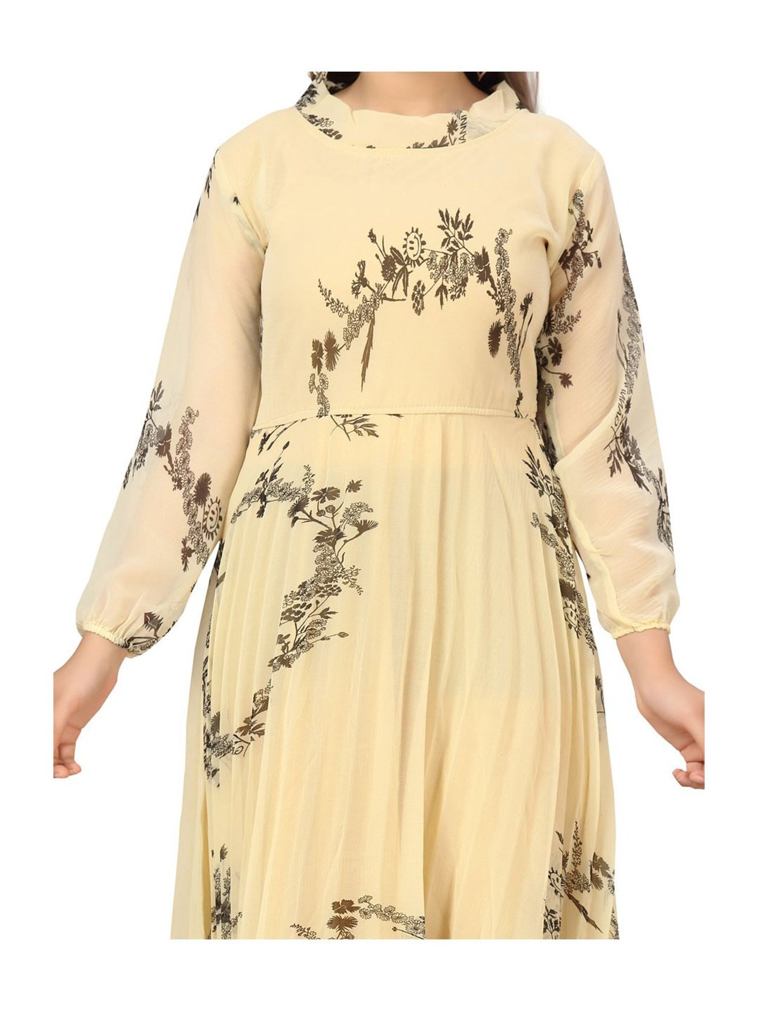 Peppermint Kids Black & White Printed Full Sleeves Dress