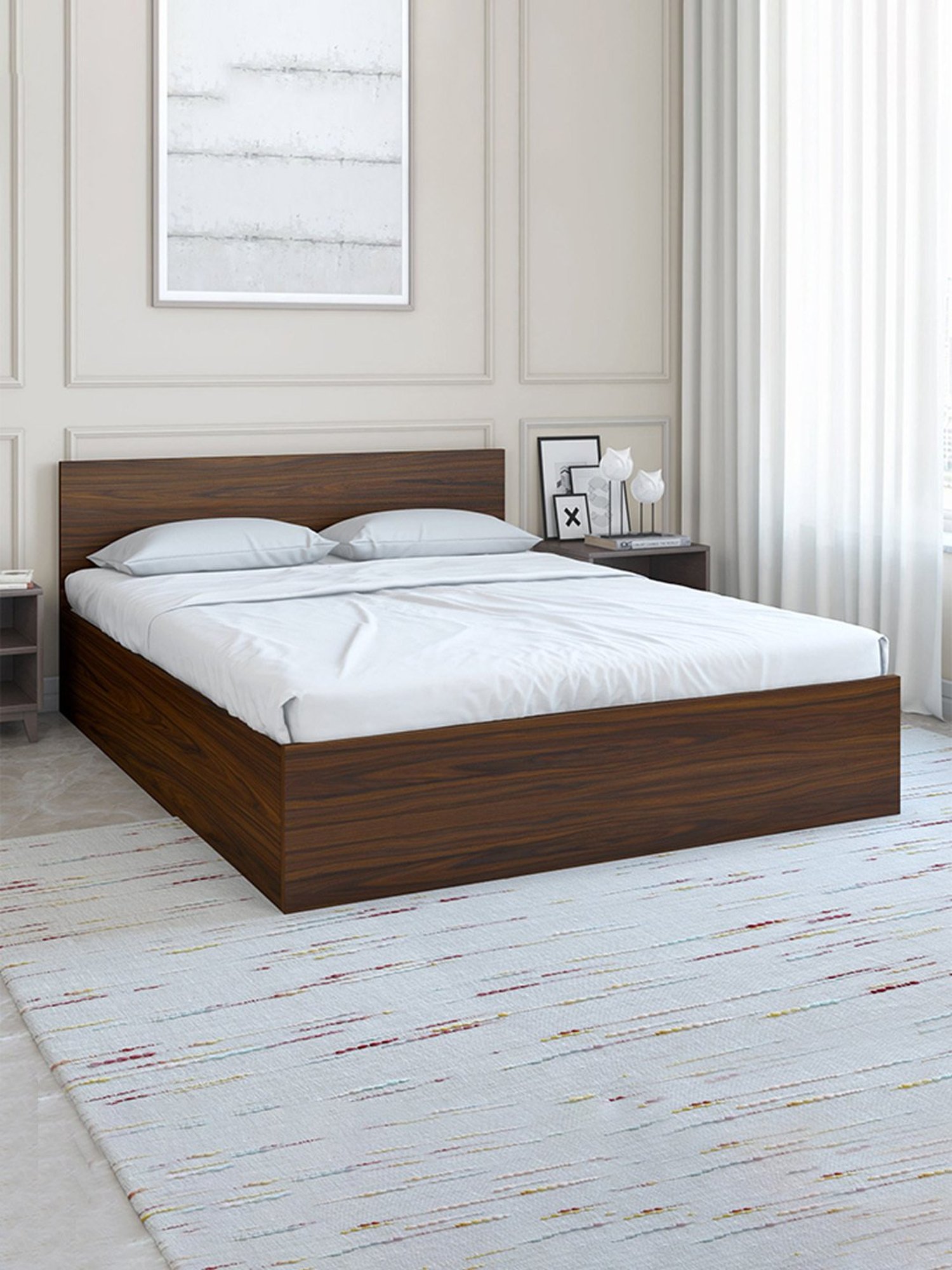 Nilkamal Arthur Walnut Brown Engineered Wood Queen Bed with Storage