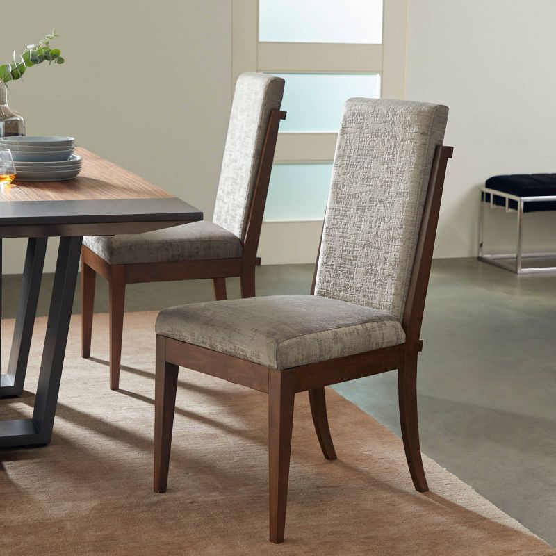 Velvet and Wood Dining Armless Chair Beige - Venus Williams Collection
