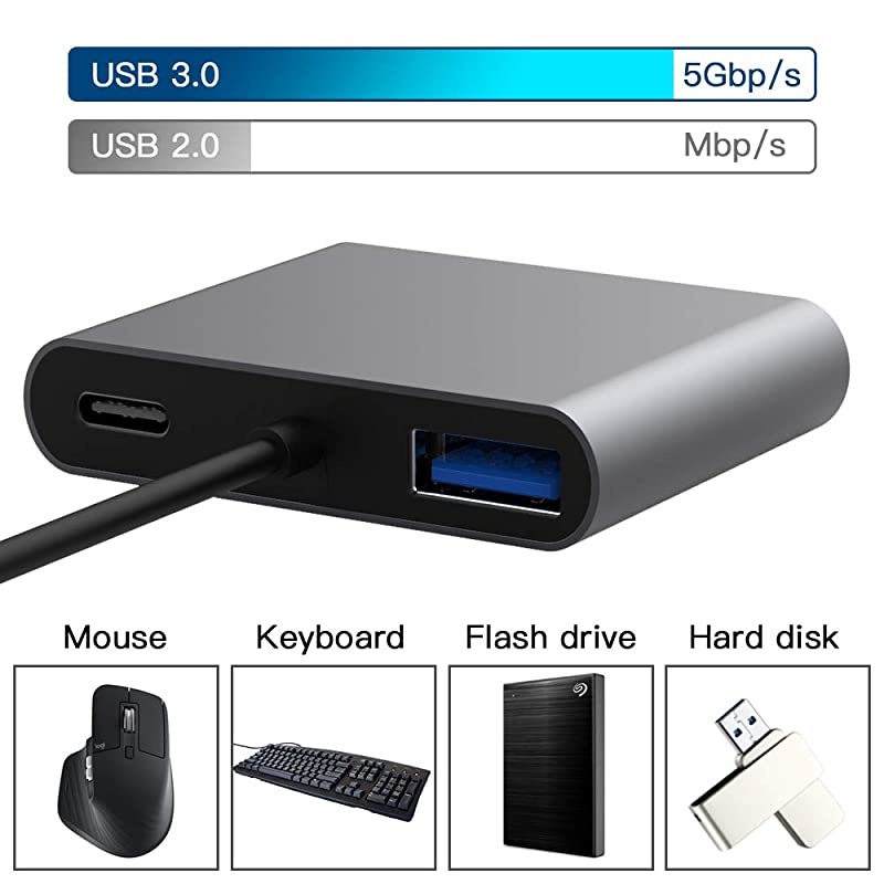 USB C to HDMI VGA Adapter USB Type C Hub with 4K HDMI 1080P VGA PD Charging USB 30 4 in 1 Type C Multiport Converter for MacBook ProiPad ProGoogle PixelBookDell XPS