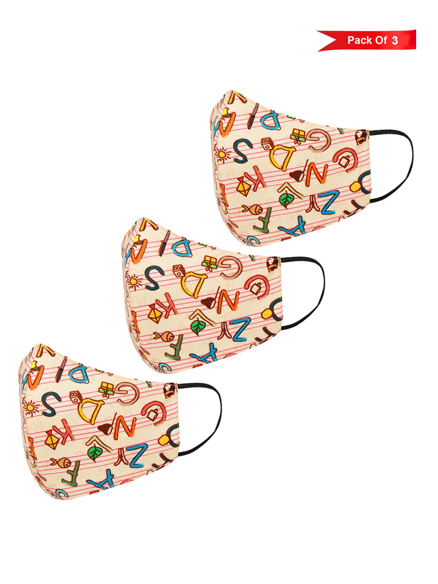 Tossido 2 - 7 Yrs. KIDS 3 Layered Reusable Face Masks - Pack of 3