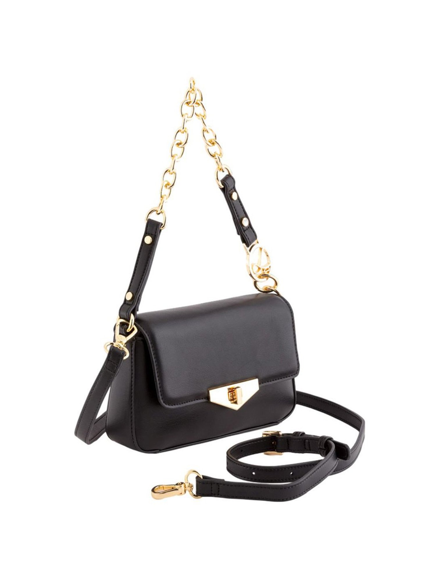 Carpisa Grace Black Faux Leather Solid Sling Handbag