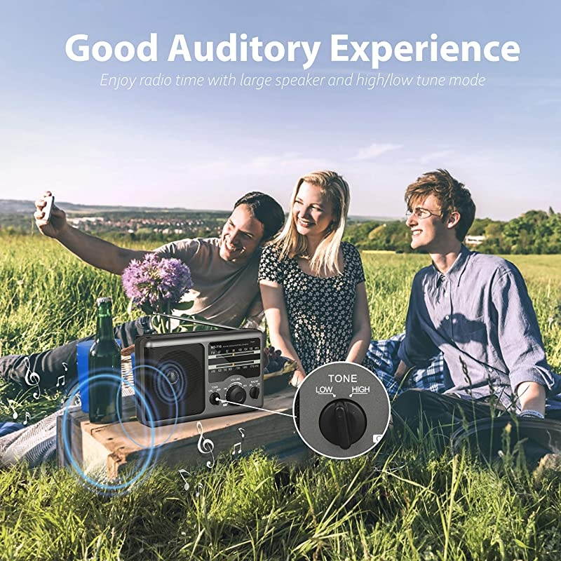 FM Portable Radio Transistor Radio with 35mm Earphone Jack HightLow Tone Mode Big Speaker AC Power or Battery Operated by 4 D Cell Batteries for Home and Outdoor