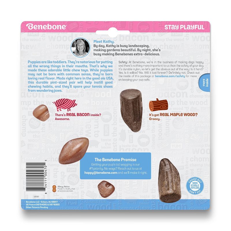 Benebone Puppy Bacon Dog Toy - S - 2pk