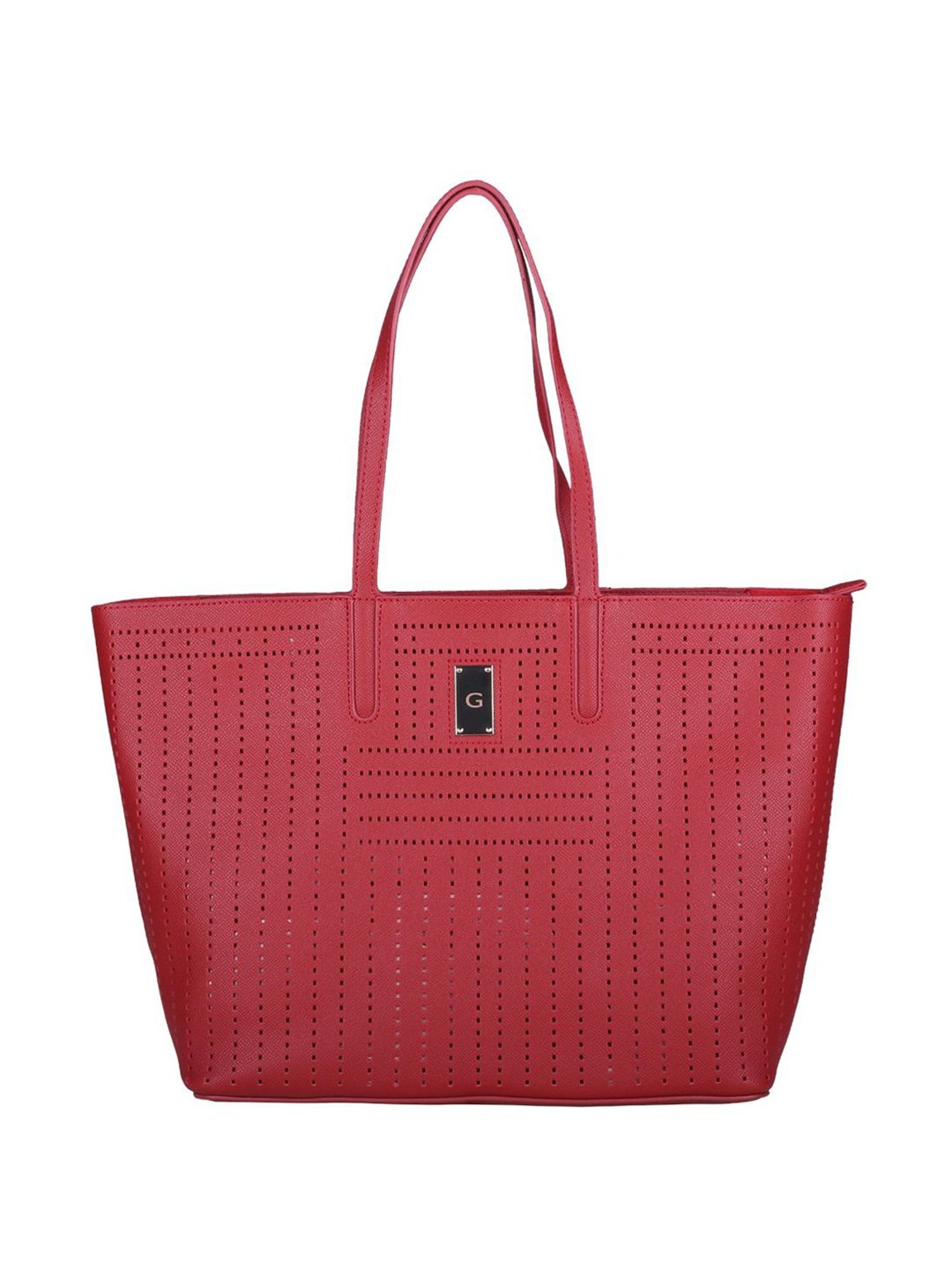 Giordano Red Perforated Medium Tote Handbag
