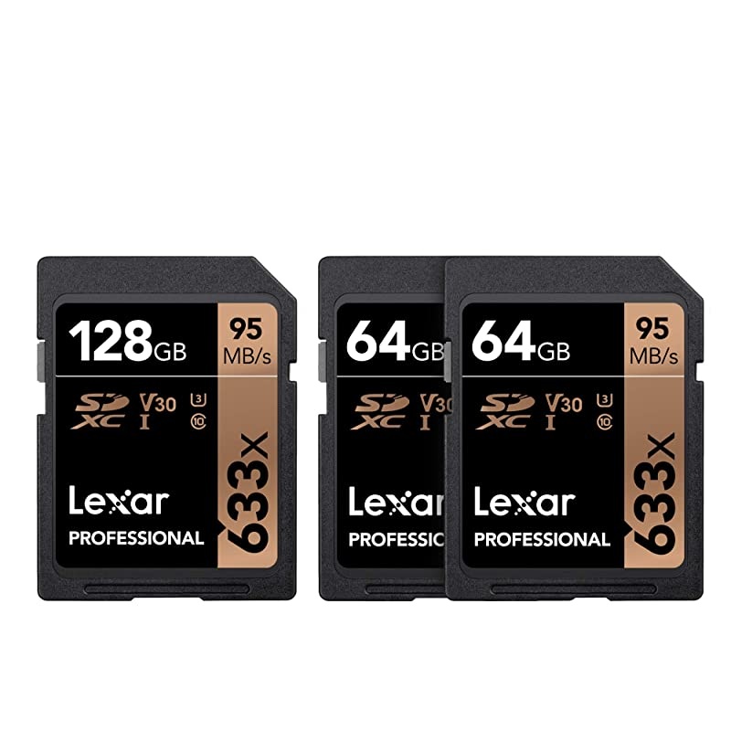 Professional 633X 64GB 2Pack + 128GB SDXC UHSI Cards