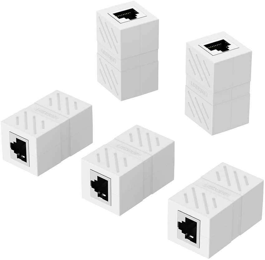 UGREEN RJ45 Coupler 5 Pack in Line Coupler Cat7 Cat6 Cat5e Ethernet Cable Extender Adapter Female to Female (White)