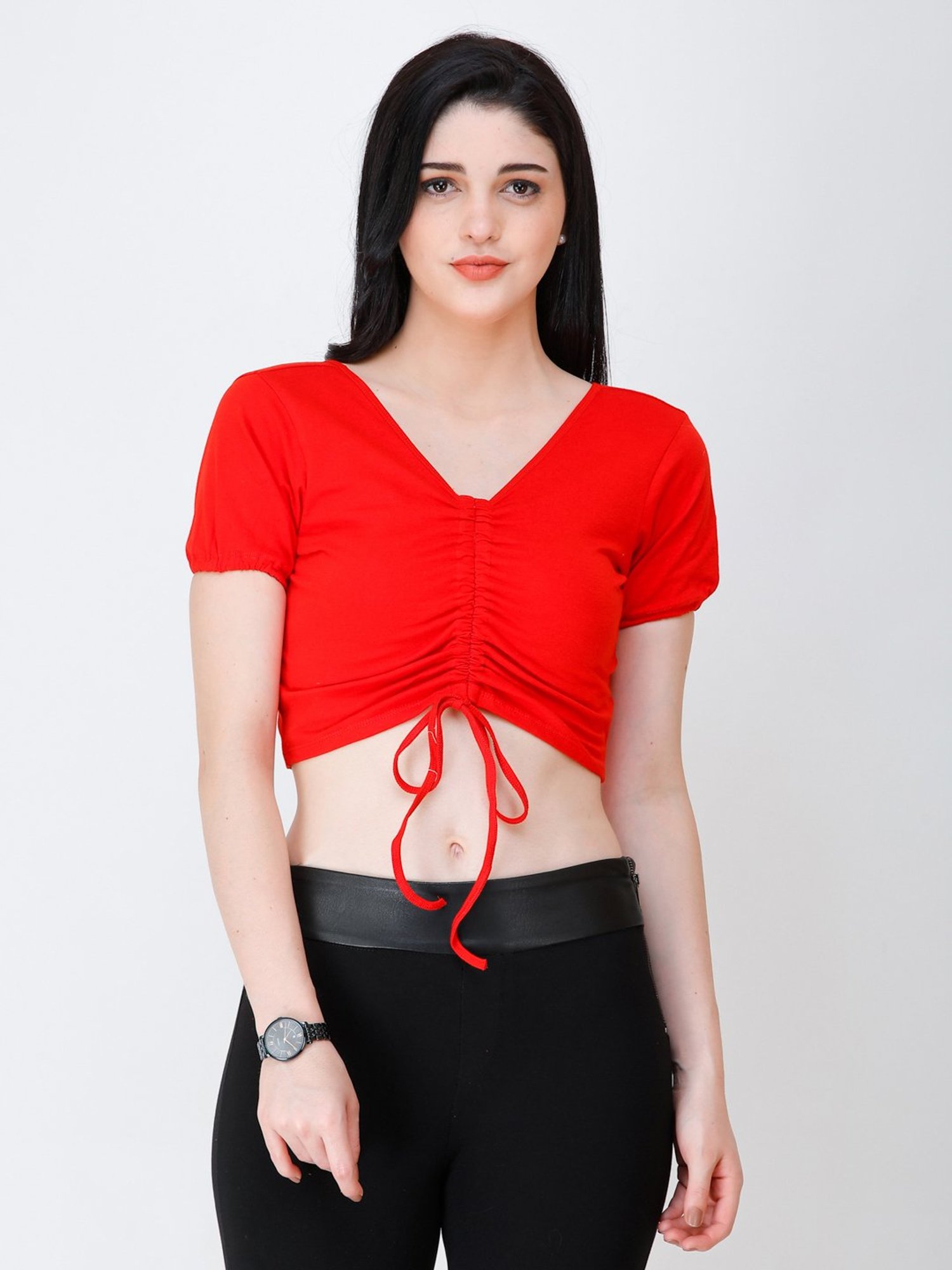 Scorpius Red Regular Fit Crop Top