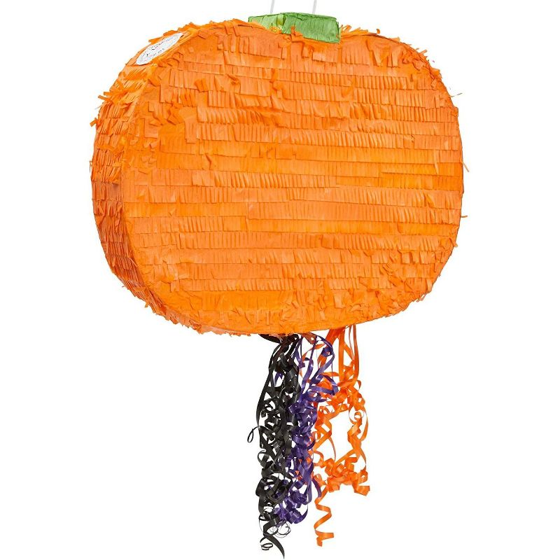 Spooky Central Small Pumpkin Pinata for Halloween Party, Pull String (16.5 x 13 x 3 In)