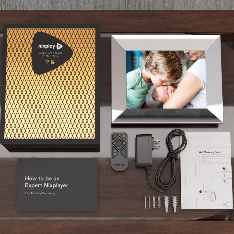Nixplay 2K Smart Digital Picture Frame 9.7 Inch Silver - Share Moments Instantly via App or Email