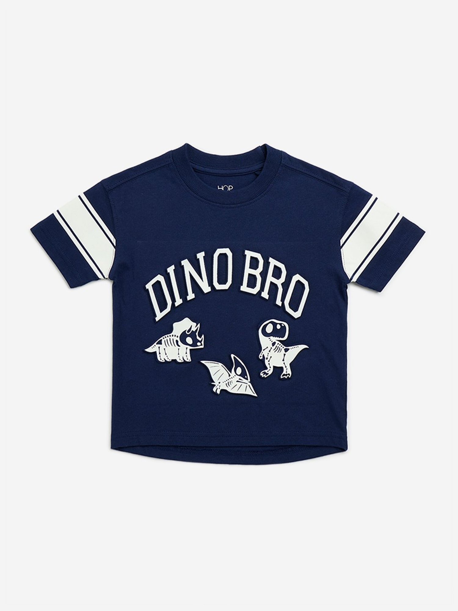 HOP Kids by Westside Navy Text Printed Cotton T-Shirt