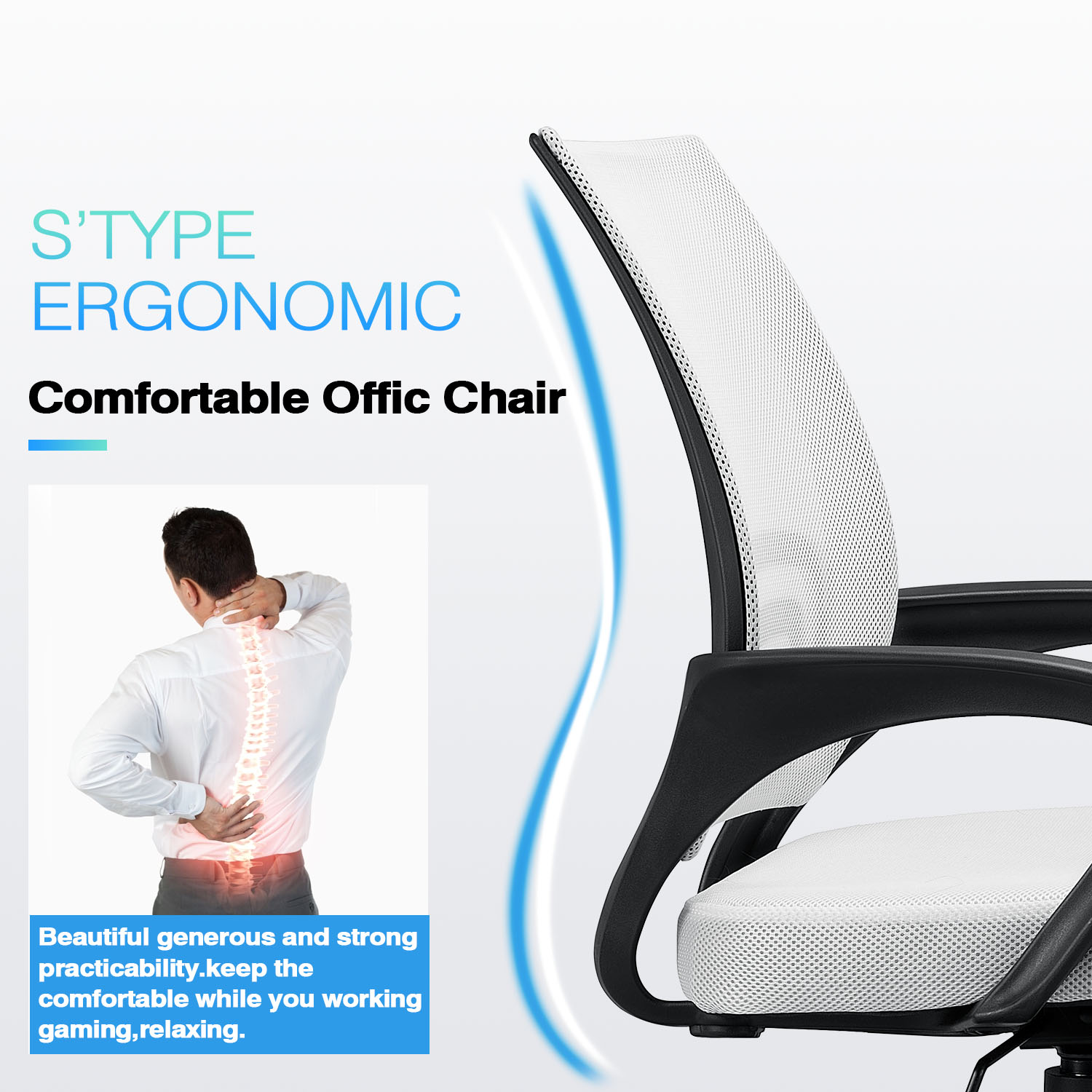 Vitesse Office Chair Mesh Desk Chair Ergonomic Computer Chair with Lumbar Support Modern Executive Adjustable Chair Rolling Swivel Chairs for Women Men,Grey