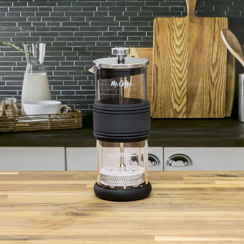 Mr. Coffee BVMCMMF Manual Pump Microwavable Glass Jar Home Milk Frother for High Quality Gourmet Coffee/Tea Drinks