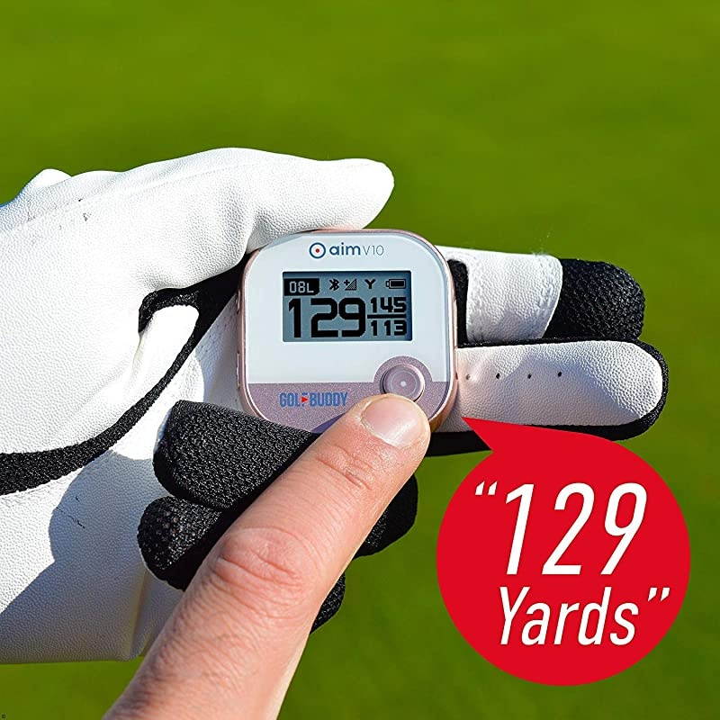 AIM V10 Laser Rangefinder Bluetooth GPS devices for Hat, distance Range Finder for Golfers, 14 Hours Battery Life, Accessories for Men and Women, Rose Gold