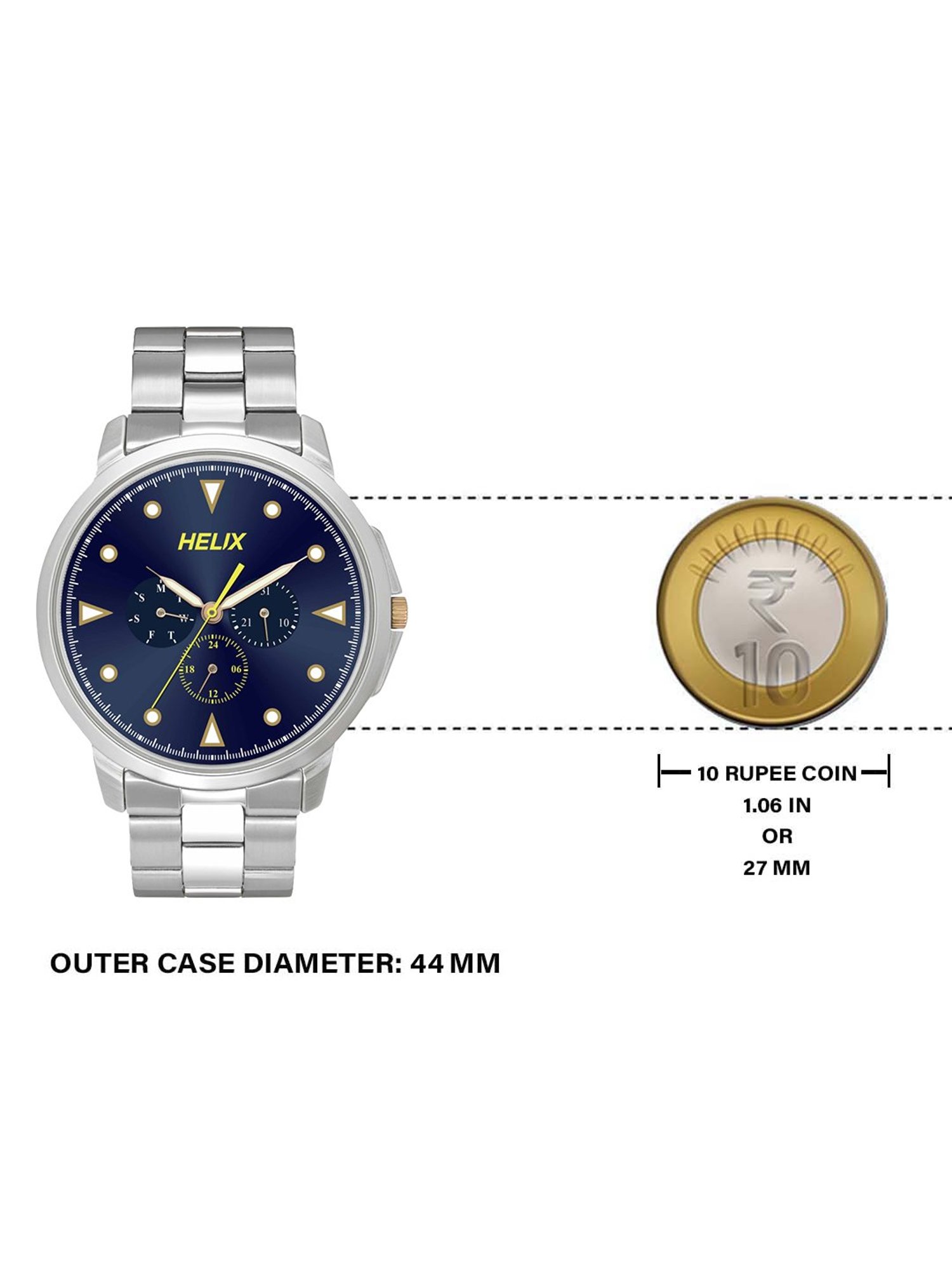 Helix By Timex Blue Round Dial Analog Stainless Steel Men Watch - TW027HG33