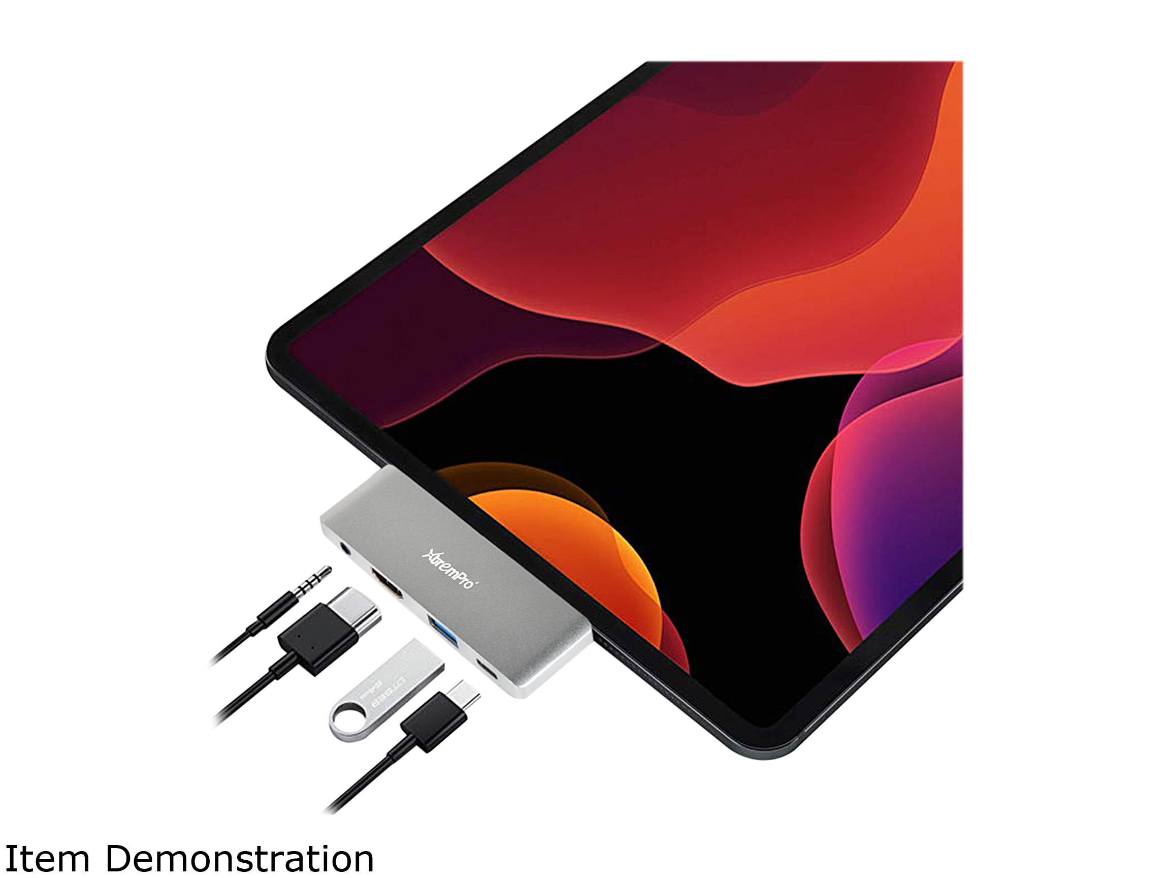 GCIG USBC-4HMUPD USB-C Hub Adapter for 2018 2019 iPad Pro 12.9" 11", 4-in-1 Mini Type-C Hub with USB-C to HDMI 4K, PD Charging, USB2.0, 3.5mm Headphone Jack Compatible with MacBook(Pro) 2019/2018/2017