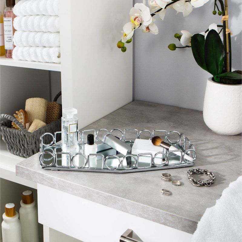 Circles and Squares Design Bathroom Tray Chrome - Home Details