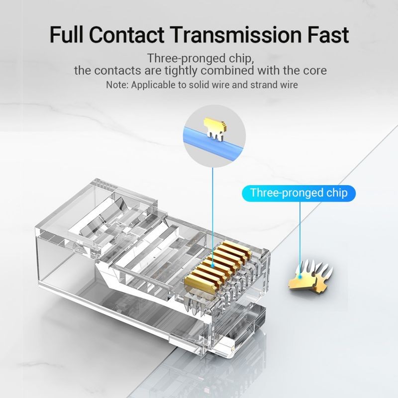 Vention IDDR0-10 Cat.6 Network Connector RJ45 Modular Plug Gold-plated Contacts PC Material Cat.6 UTP 10 Pieces