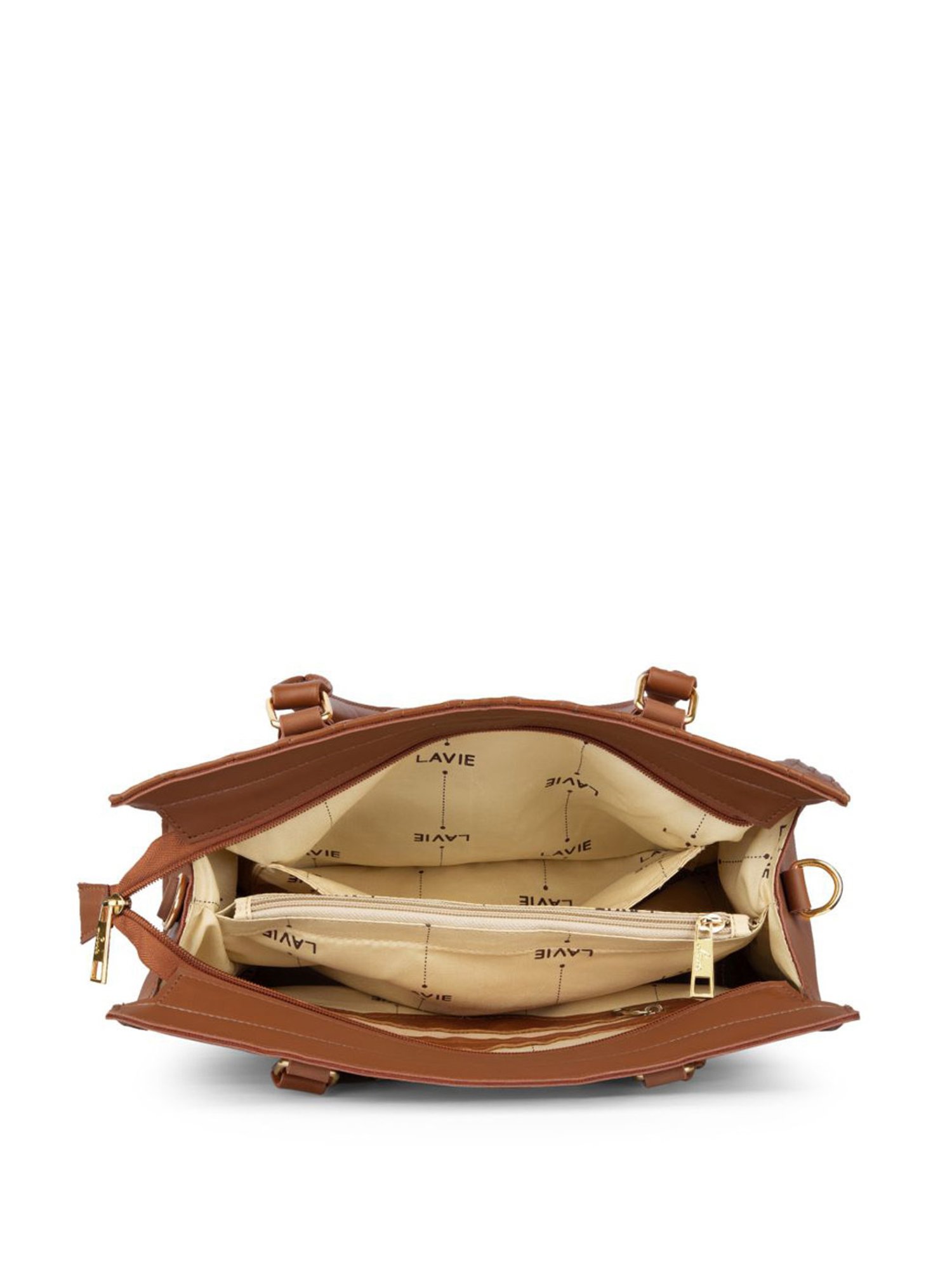 Lavie Stitch Shelly Tan Synthetic Quilted Handbag