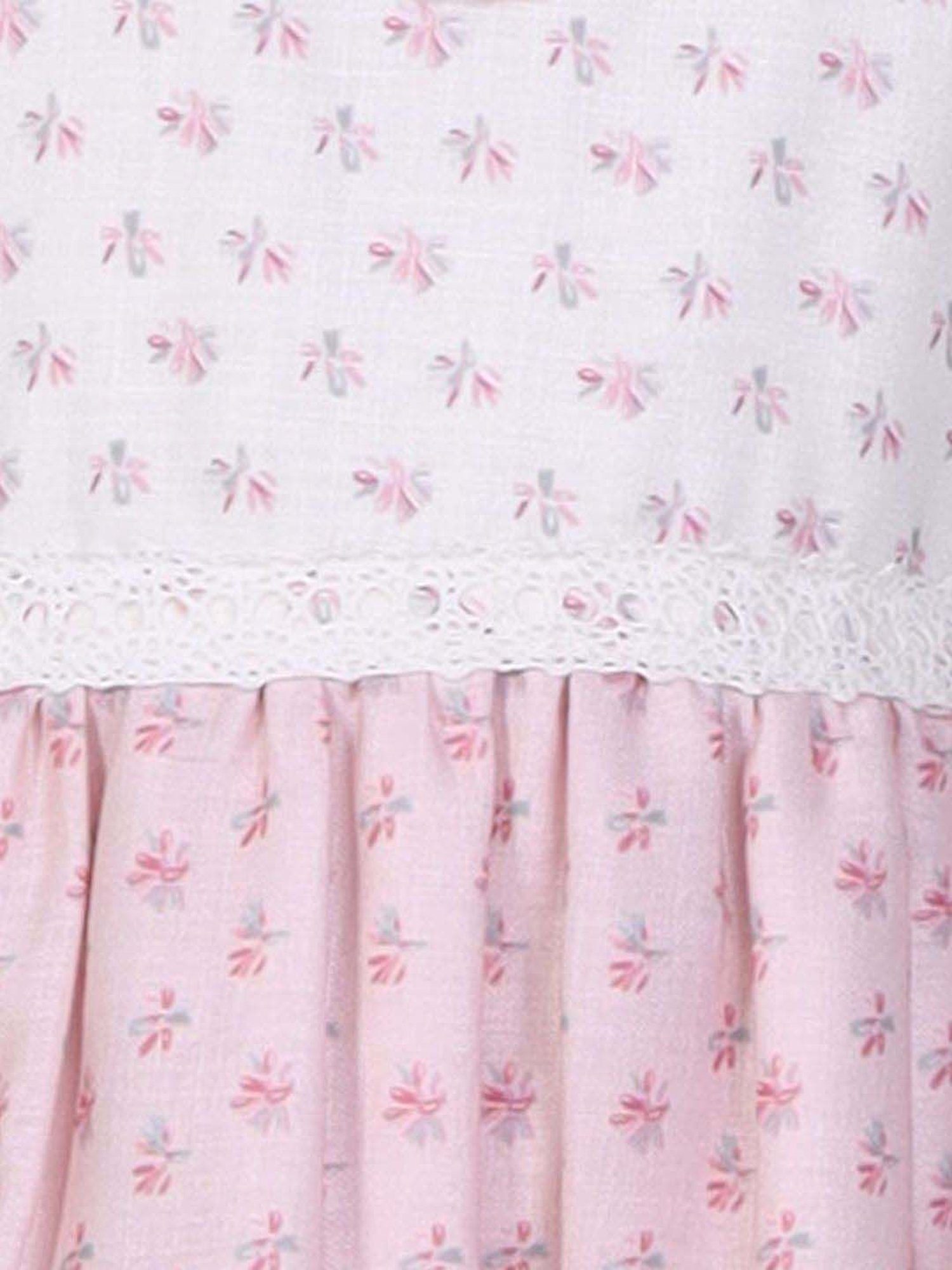 Peppermint Girls Cream Linen Floral Dress