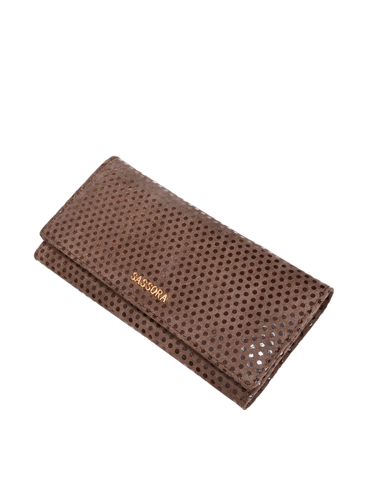 SASSORA Brown Textured Rfid Wallet for Women