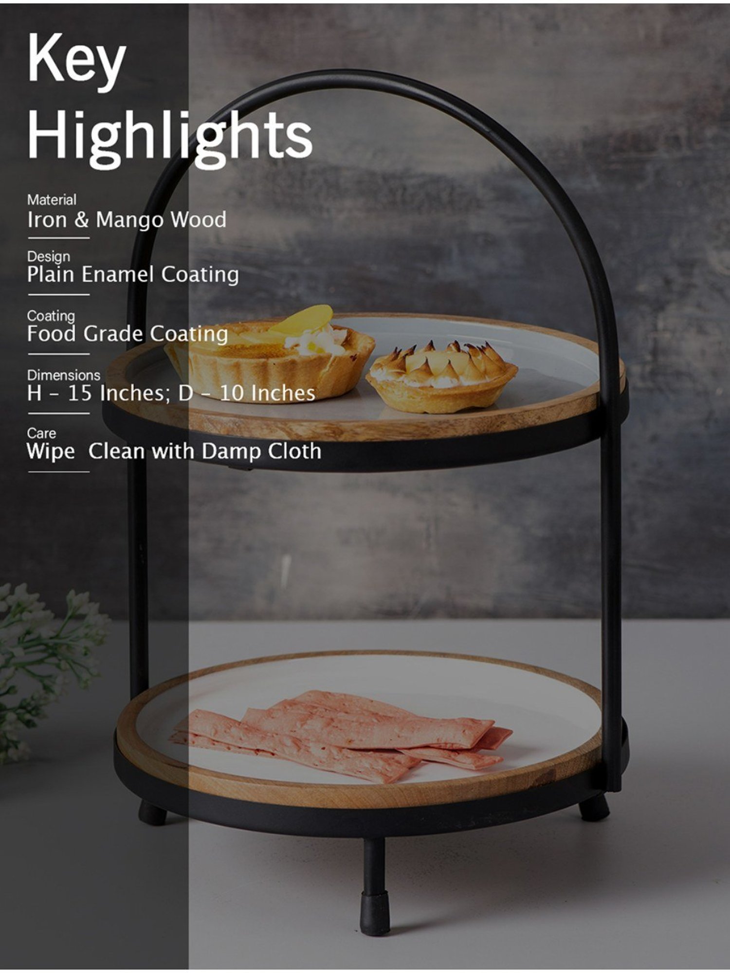 Nestroots Two Tier Cake Stand Round Serving Platter Table Buffet Organizer for Kitchen Restaurant