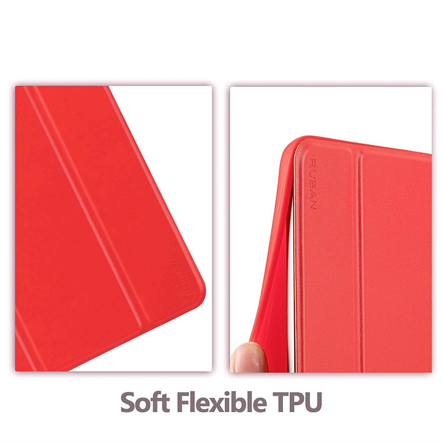 Ruban Case for Apple iPad (9.7-inch, 2018/2017 Model) - Ultra Slim Lightweight Smart Shell Standing Cover with Auto Wake/Sleep Feature, Red