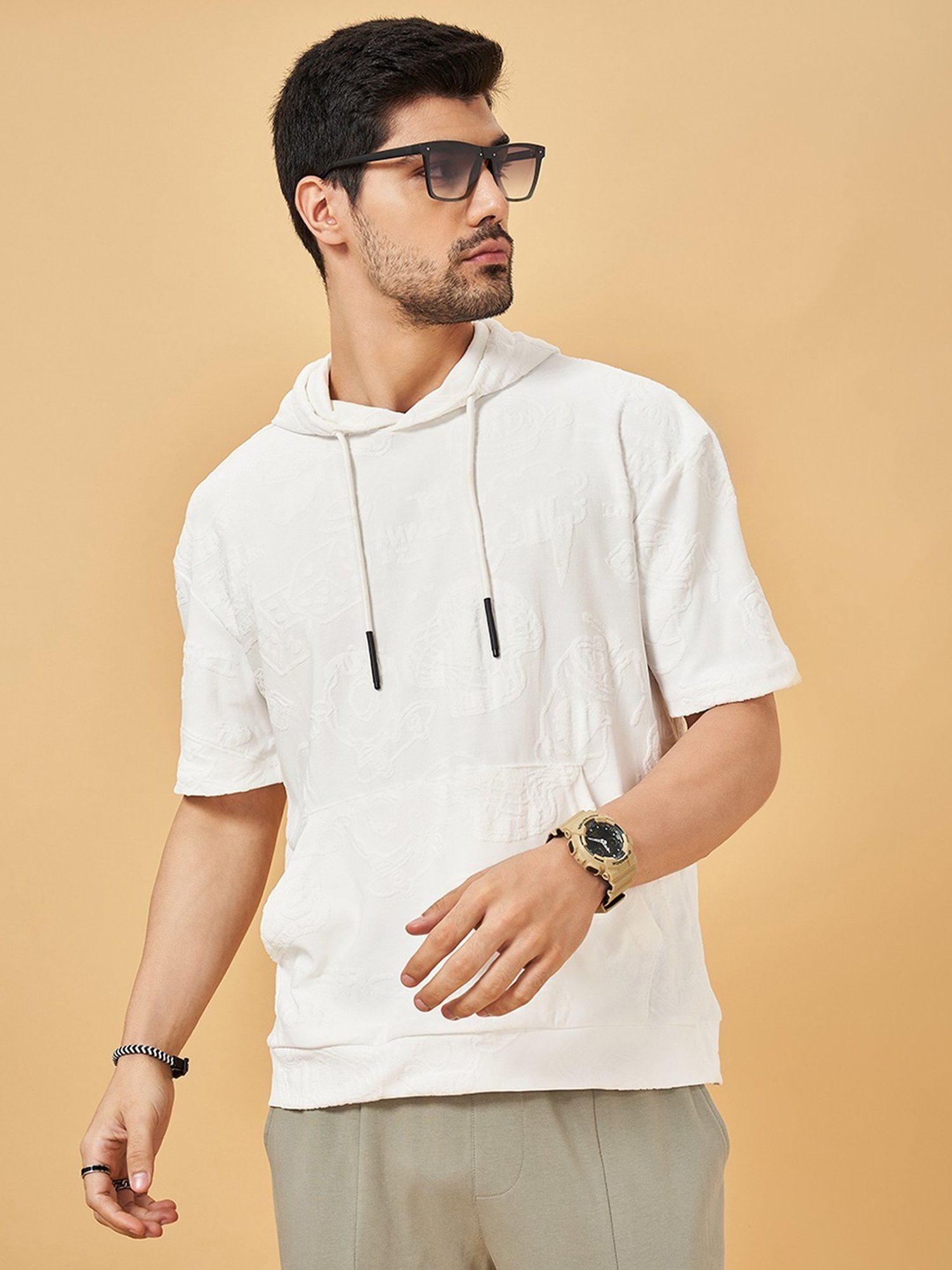 Street 808 By Pantaloons White Loose Fit T-Shirt