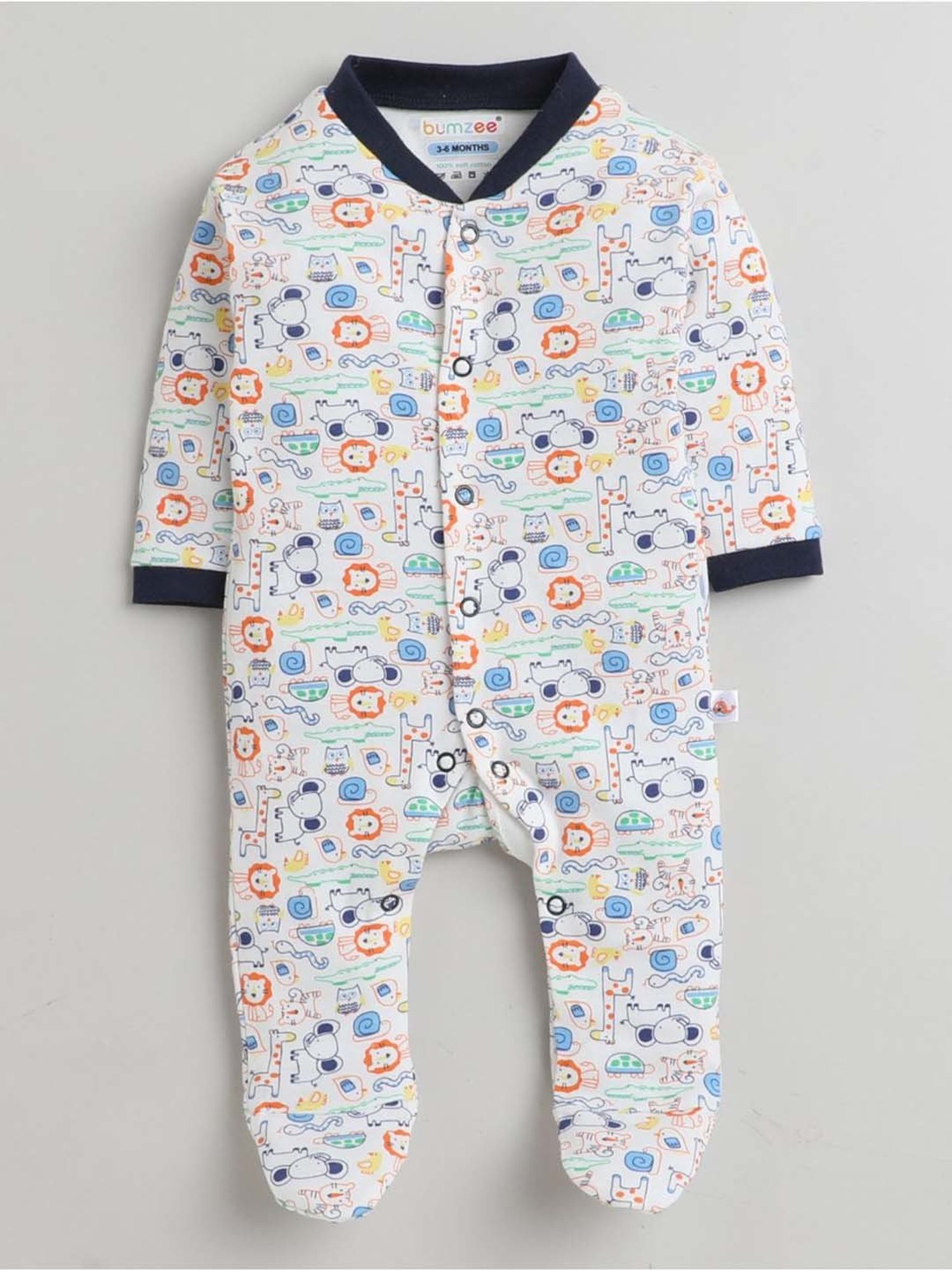 Berrytree Organic Kids Black Cotton Animals Print Rompers