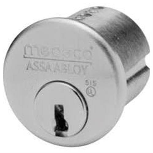 Medeco 10-0500-626-JL Satin Chrome Replacement 1-1/4" Solid Brass Mortise Cylinder With Yale Standard Cam, High Security Liberty Biaxial Keyway