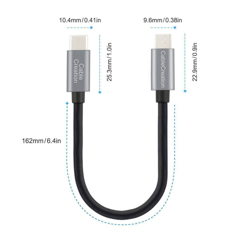 CableCreation DJI Mavic USB Type C Cable, 0.65 ft USB-C to Micro USB A OTG Cable, Compatible with DJI Spark/DJI Mavic/Mavic Pro/Mavic Pro Platinum/Mavic Air Controller 0.2m, Space Gray Aluminium