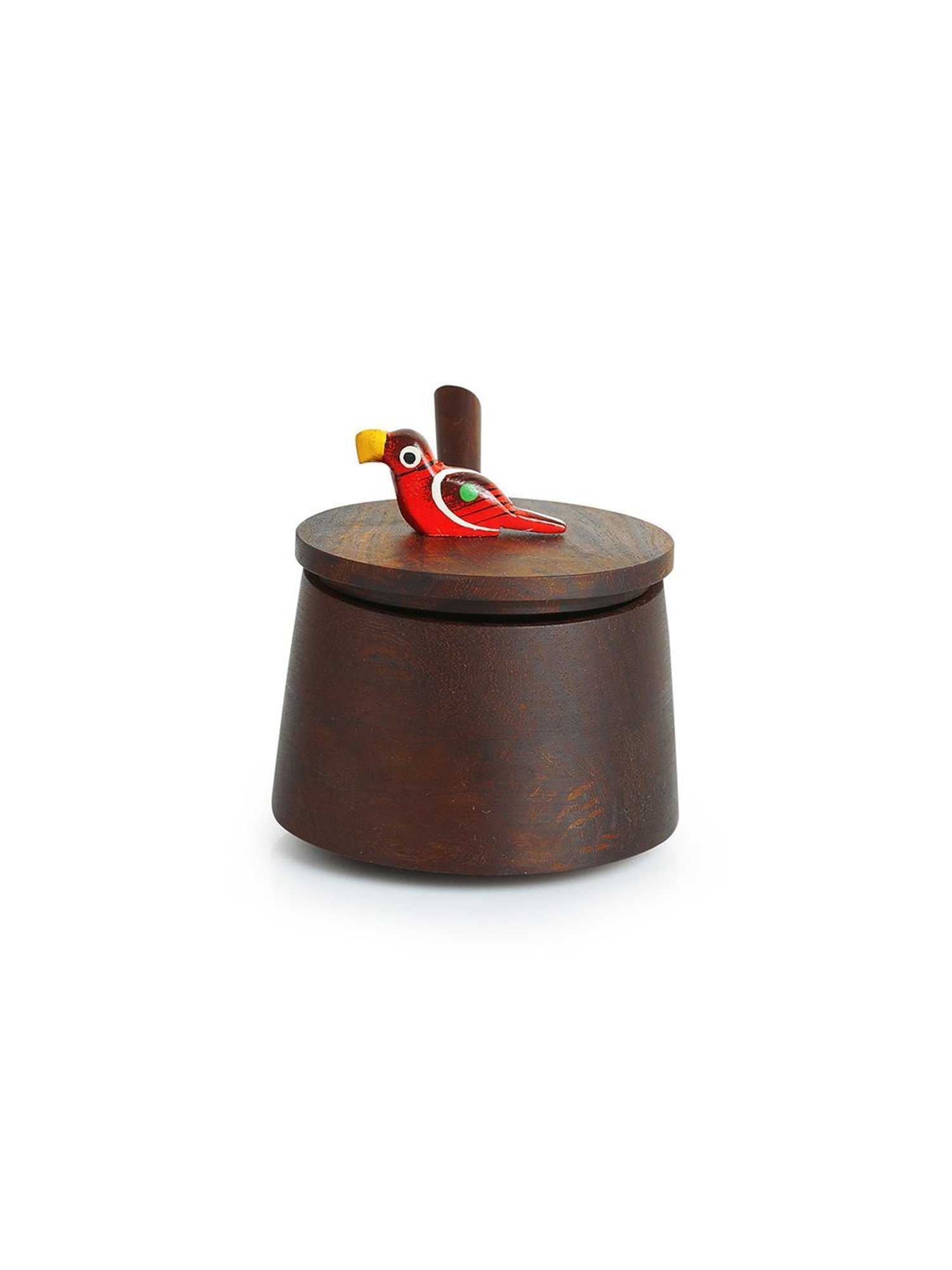 ExclusiveLane 'The Perched Family' Jar Set With Tray & Spoons In Sheesham Wood