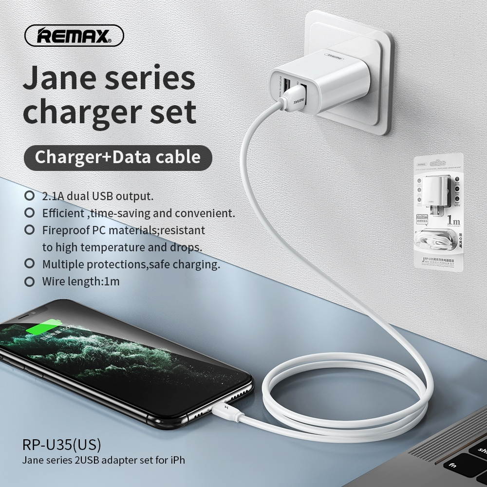 Remax RP-U35 Dual USB Charger Adapter Fast Charging For iPhone XS 12 11Pro Xiaomi Mi10 S20+