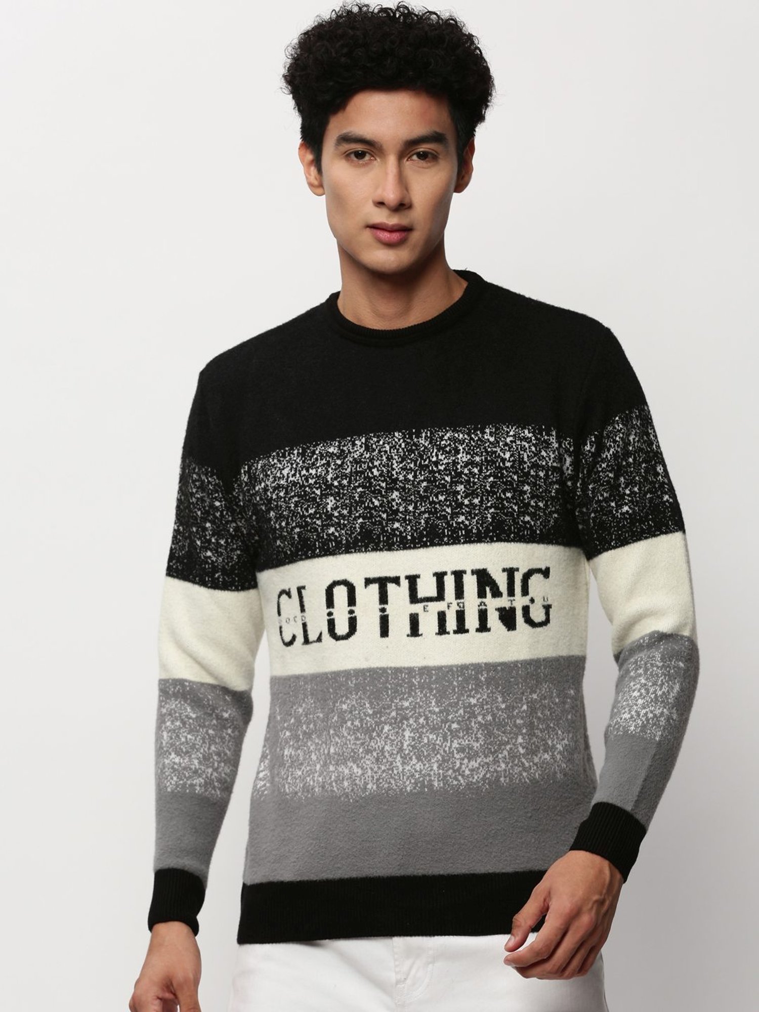 SHOWOFF Black Slim Fit Colour Block Sweater
