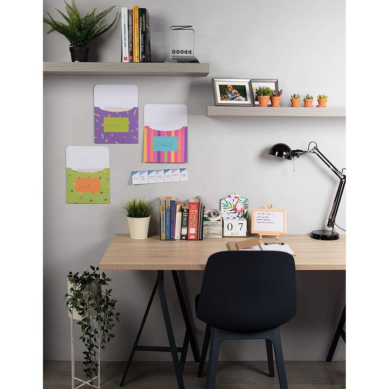 Juvale 12 Pack Book Pockets, Card Holders for Classroom Bulletin Boards, Paper Storage Holders, 7.5 x 9"