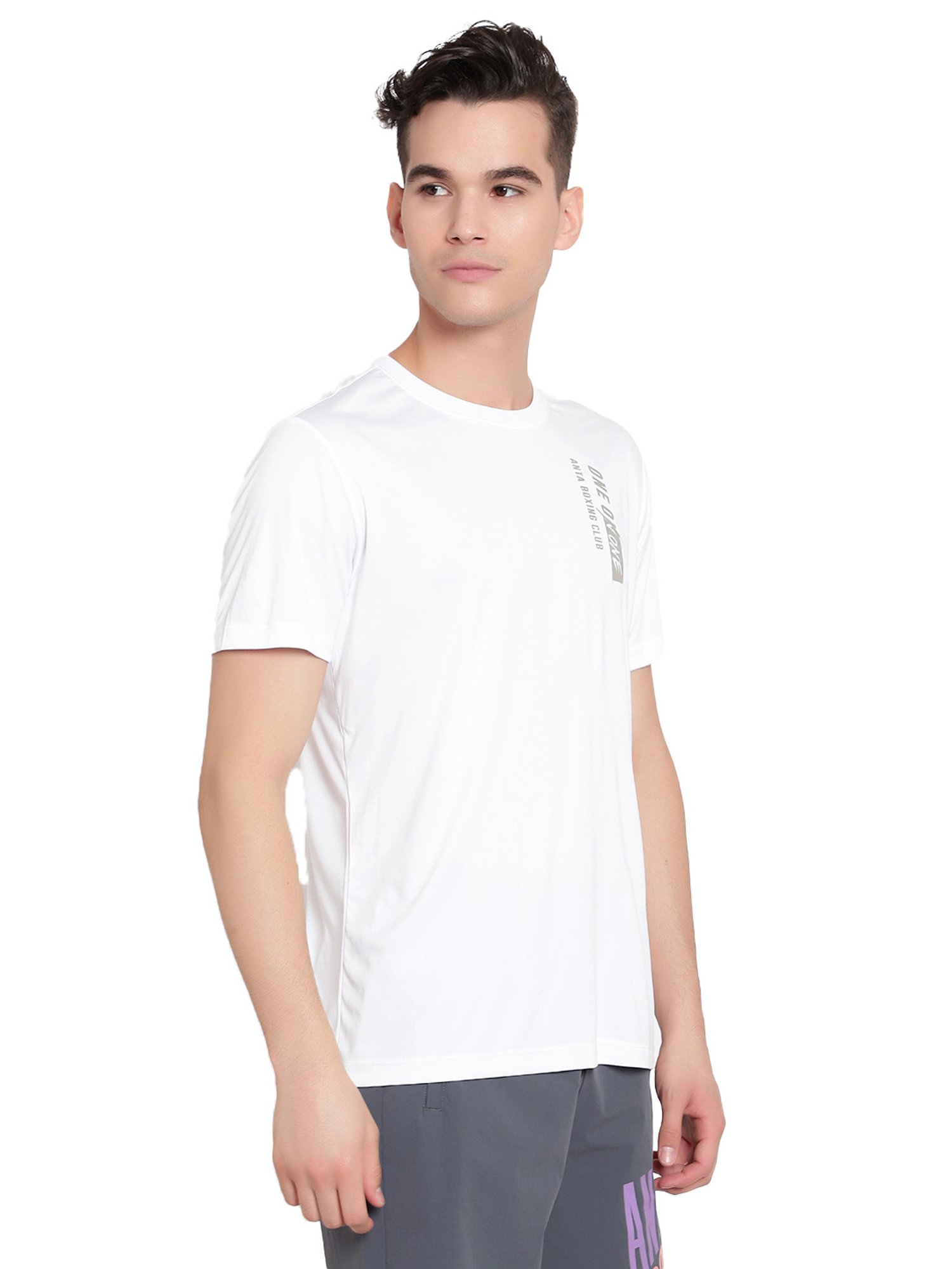 Anta White Regular Fit Printed Sports T-Shirt