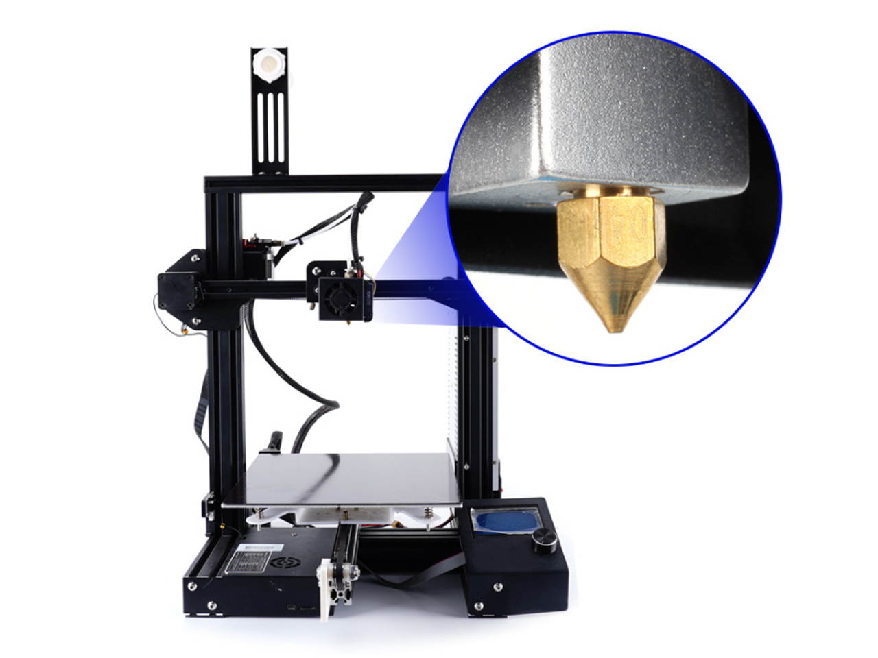 0.1mm Creality 3D Printer Nozzles Head M6 Thread Replacement for MK8 1.75mm Extruder Print, Brass 5pcs