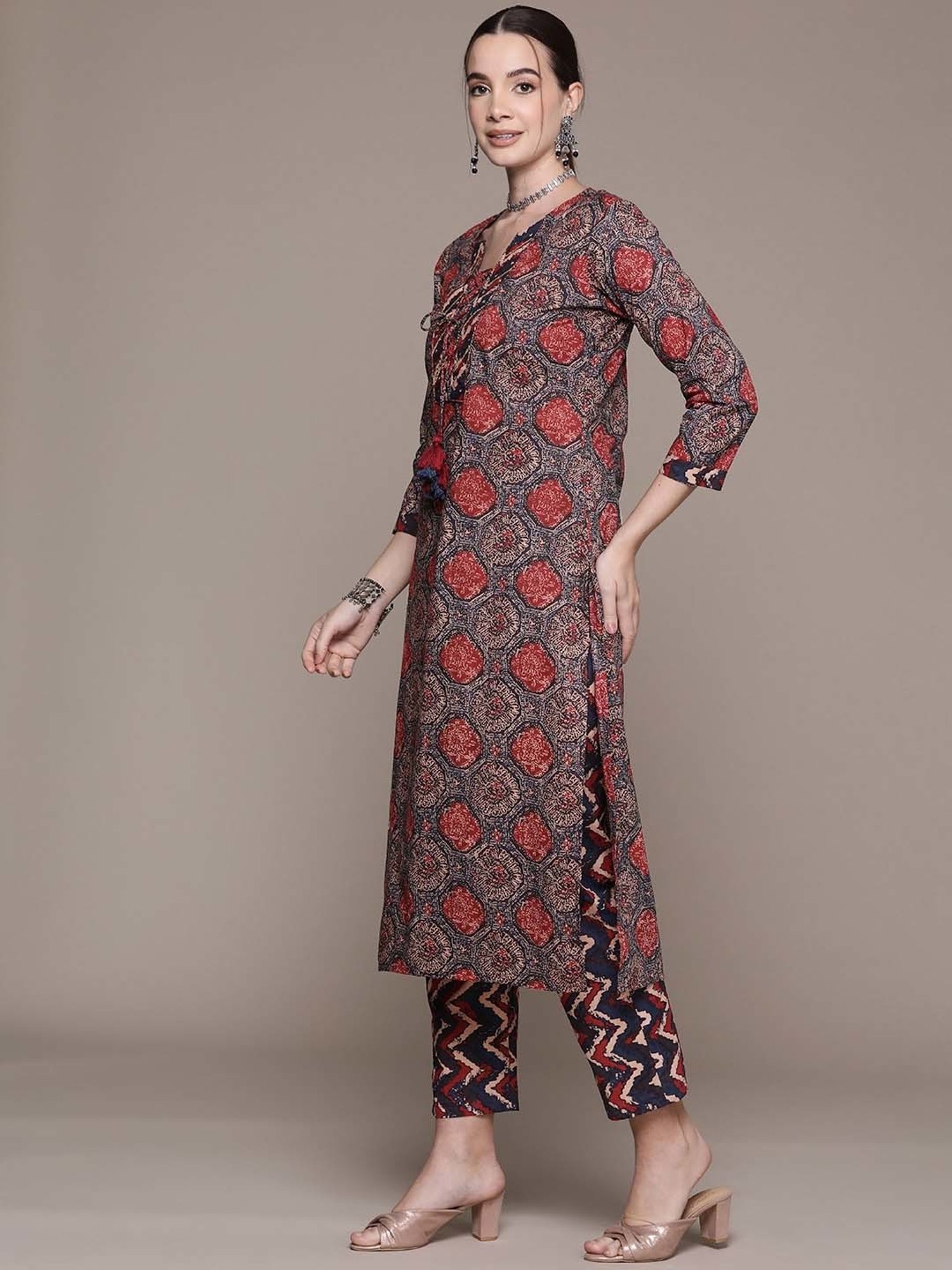 URBAN MYSTIC Black Rayon Embroidered Kurta & Sharara Set