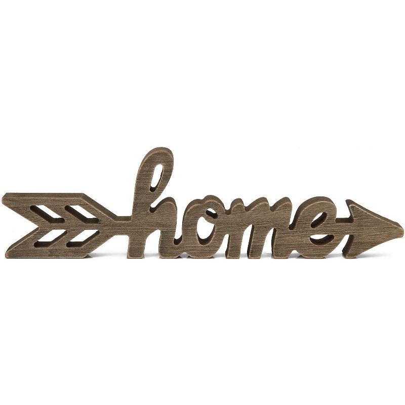 Wood Home Sign, Wooden Arrow (12 x 3 x 0.6 In)