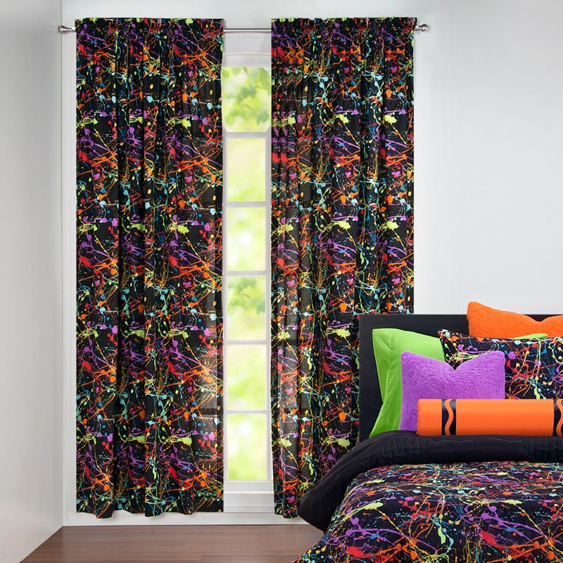 50"x84" Neon Splat Single Rod Pocket Curtain Panel - Crayola