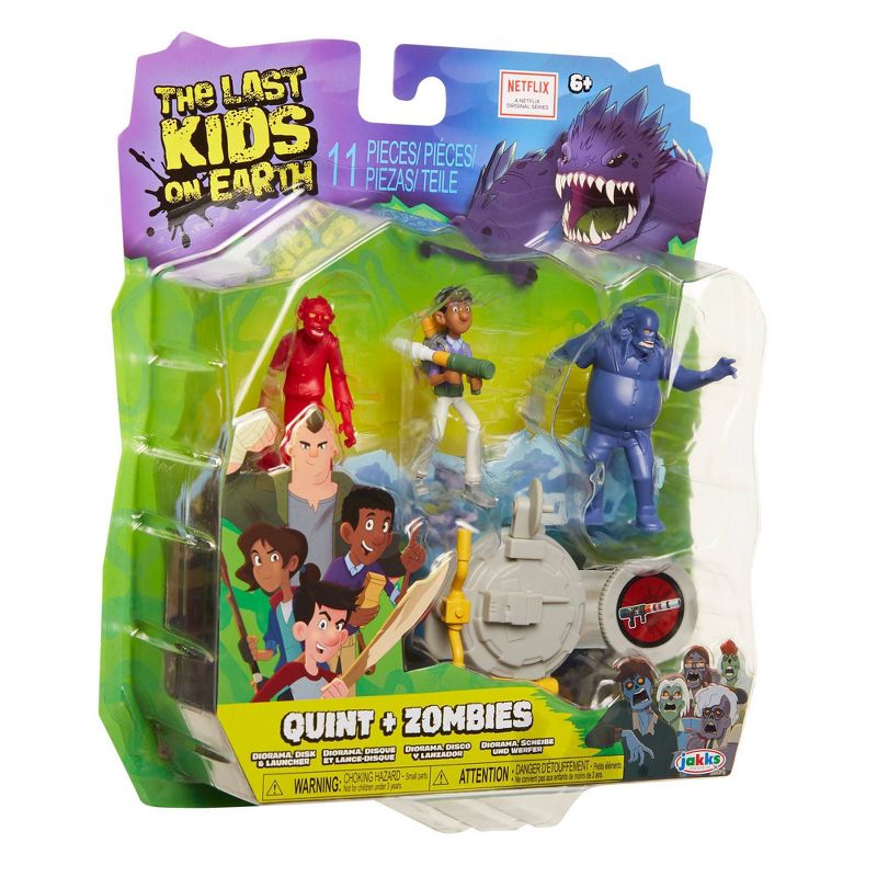 The Last Kids on Earth Quint Action Figure 2.5" - Hero Pack Playset with 2 Zombies & Disk Launcher