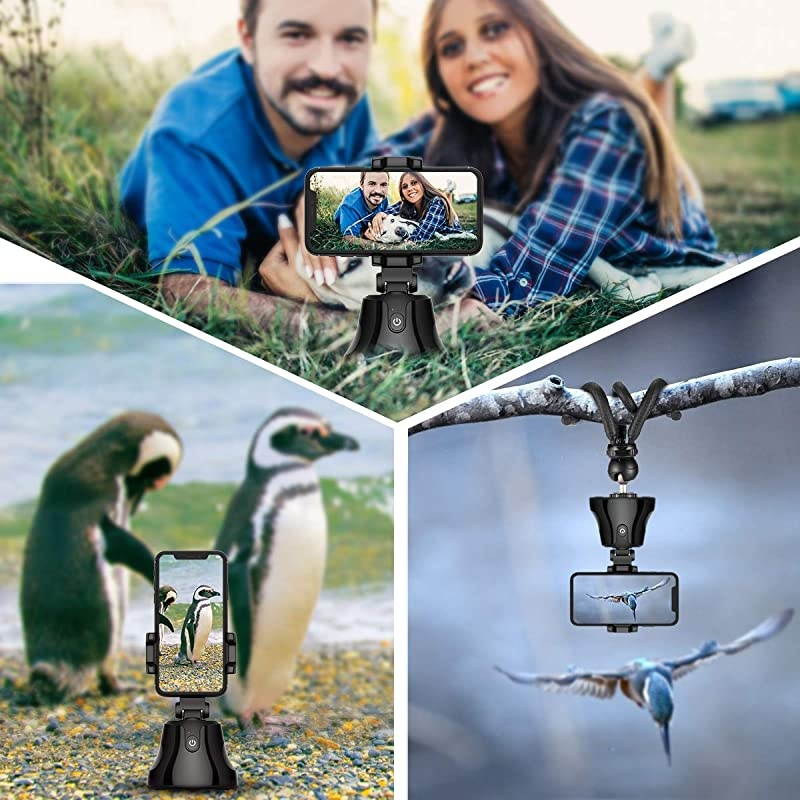 Smart Tracking Holder  360&deg;Rotation Auto FaceObject Tracking Holder Intelligent Follow Portable Smart Selfie Stick VideoVlog Shooting Robot Cameraman for iPhoneAndroid Phone Black