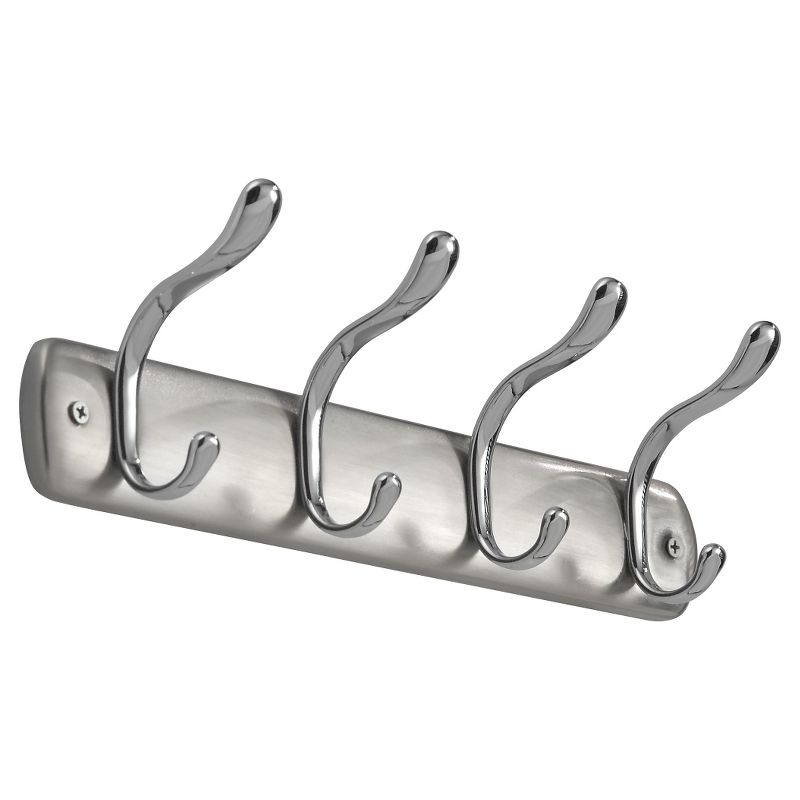 InterDesign Bruschia 8-Hook Steel Wall Mount Storage Rack - Nickel/Chrome (13")