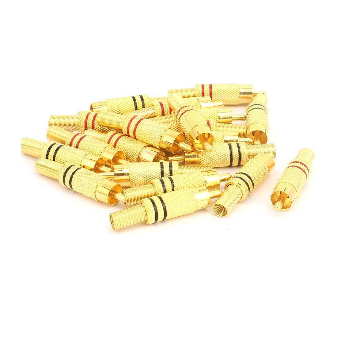 uxcell 20Pcs RCA Male Plug Jack Audio Cable Connector Adapter Gold Tone